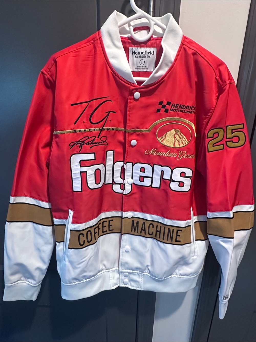 Homefield x Hendrick Motorsports Tim Richmond Folgers Red & White Racing Jacket